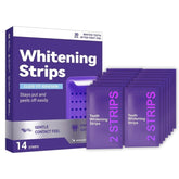 HEDGAUCP purple teeth whitening strips 14-pack for easy daily at-home use.