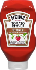 Heinz Simply Tomato Ketchup flip-cap bottle showing easy reseal after use.