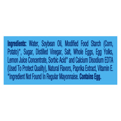 Simple ingredients: cage-free eggs, oil, and vinegar in Hellmann's Light Mayo.