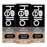 Hello Epic Whitening toothpaste tube front shows charcoal blend for enamel-friendly whitening