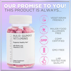 Hello Lovely bottle pouring gummies conveys easy daily intake.
