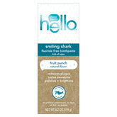 Hello Smiling Shark toothpaste tube in fruit punch flavor promotes kid-friendly brushing.