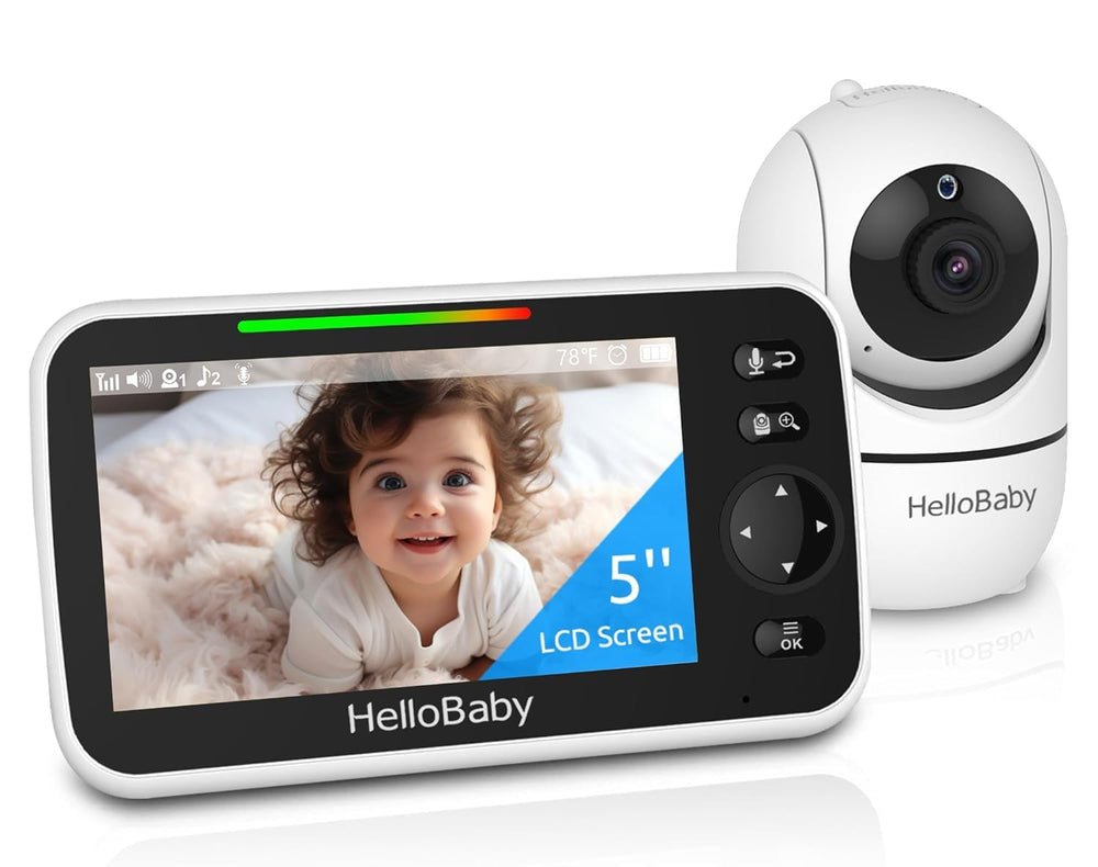 HelloBaby HB6550 5-inch display for a clear view of the baby's room