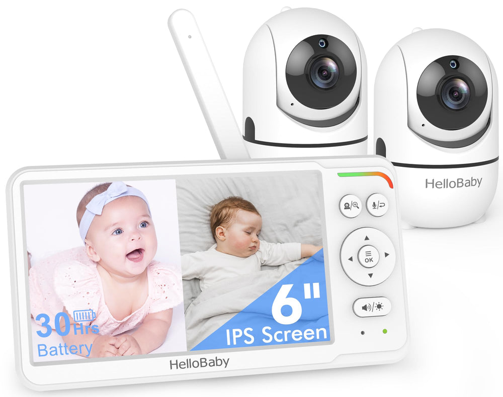 HelloBaby HB6560-2 6-inch split-screen view of two rooms for twins