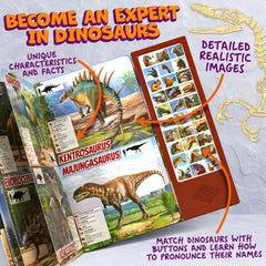 Hemalleon dinosaur book sound buttons deliver realistic roars for immersive play.