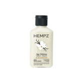 HEMPZ Age Defying Body Lotion close-up showing creamy hydration for daily use.