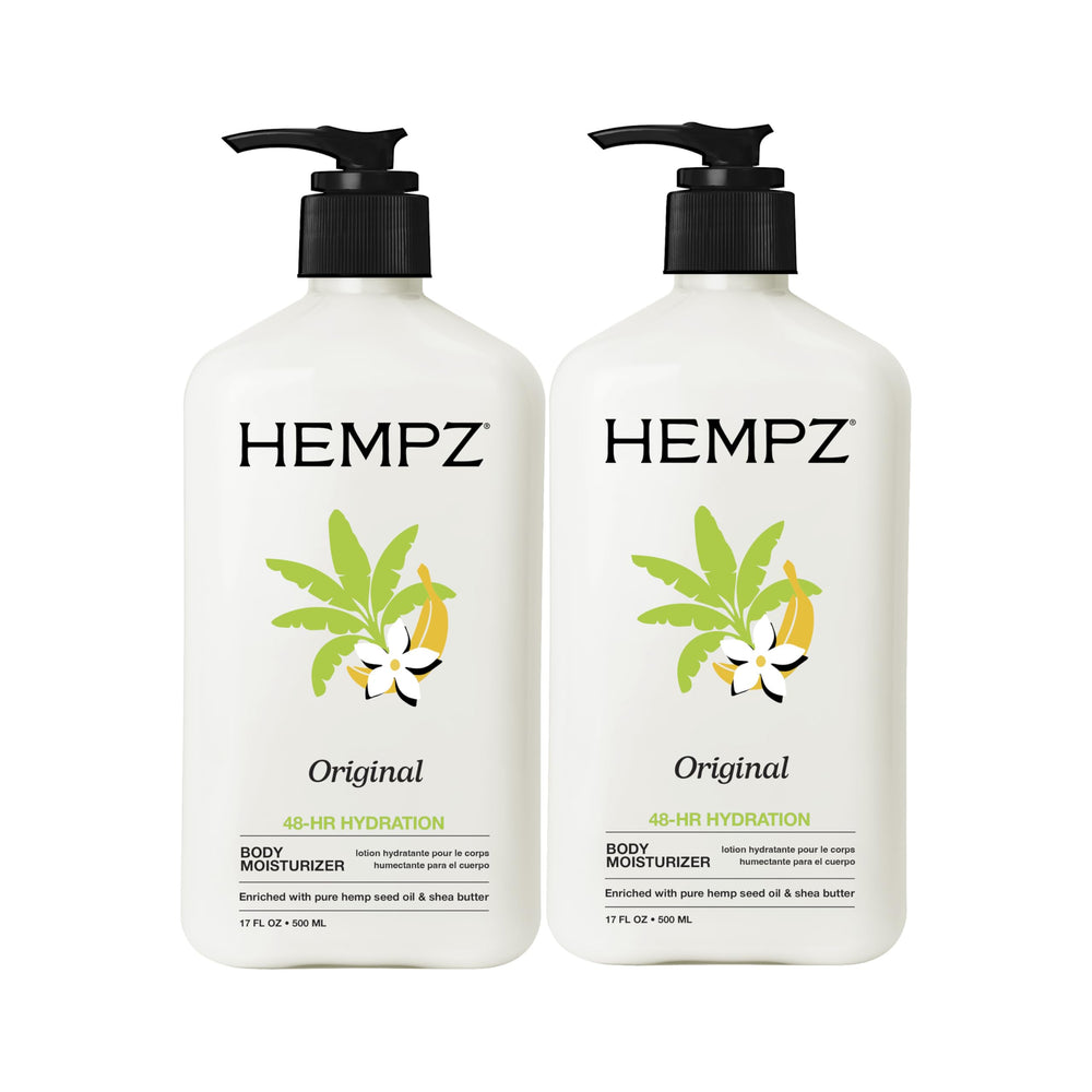 Hempz Original bottle front with natural hemp seed oil for dry skin hydration.