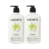 Hempz Original bottle front with natural hemp seed oil for dry skin hydration.