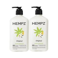 Hempz Original bottle front with natural hemp seed oil for dry skin hydration.