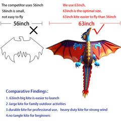 HENGDA KITE 63inch dragon tail visible for stable steering.
