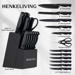 HENKELIVING built-in-sharpener demonstrates quick edge maintenance for precise slicing.
