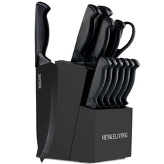 HENKELIVING knife-set-block showing the modern black block for organized knife storage and easy access.