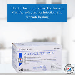 Henry Schein 70 percent IPA prep pad quickly cleans skin before procedures.