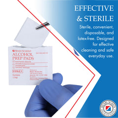 Henry Schein two-ply design cross-section highlights absorbency for cleansing and prep.