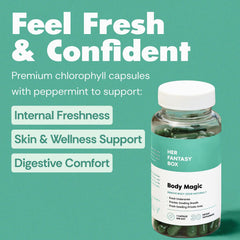 Her Fantasy Box Body Magic label design, clean plant-based ingredients