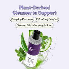 Her Fantasy Box Refresh bottle closeup highlights clean packaging and skin-friendly ingredients.
