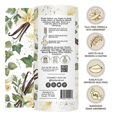 Herb & Root Vanila talc-free body dusting powder with warm vanilla scent.