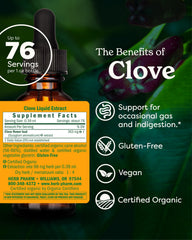 Dropper image demonstrates precise dosing for the clove tincture.