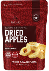 Herbaila dried apples 1lb packaging, convenient no sugar added snack.