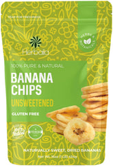 Herbaila dried banana chips unsweetened bulk 1lb, naturally tasty and fiber-rich.