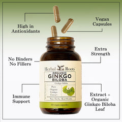 Close-up of Herbal Roots vegan capsules highlighting pure formulation