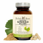 Herbal Roots ginkgo biloba bottle with capsules for daily cognitive support
