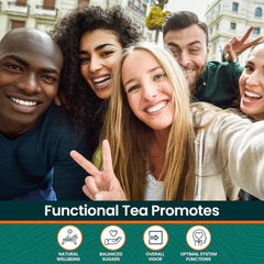 Herbaly Glucose Functional Tea teapot pour with steam evokes mindful sipping.