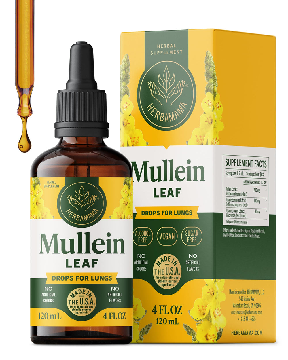 HERBAMAMA Mullein Drops bottle with easy respiratory support