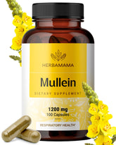 HERBAMAMA Mullein leaf capsules bottle – convenient vegan lung support for busy days.