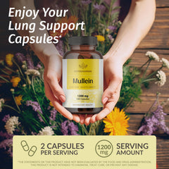 HERBAMAMA mullein leaf ingredients panel – simple two-ingredient formula for daily use.