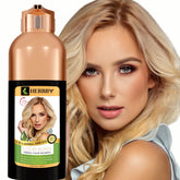 HERBBY gray hair coverage bottle showing instant transformation and natural shine
