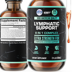HERBIFY Lymphatic Drainage Drops bottle front view for daily detox support.