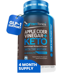 Herbtonics Apple Cider Vinegar Keto BHB capsules bottle supports appetite control.
