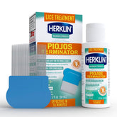 Herklin lice treatment shampoo bottle front view, maximum strength for family use