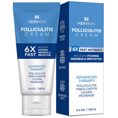 Hermon Folliculitis Cream packaging for convenient at-home use.