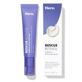 Hero Cosmetics Rescue Retinol Nighttime Cream bottle for a gentle nightly routine improving texture