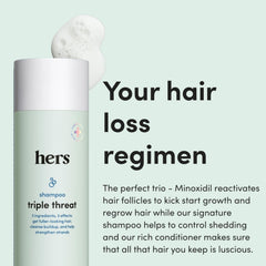 hers triple threat conditioner bottle showing deep hydration for all hair types