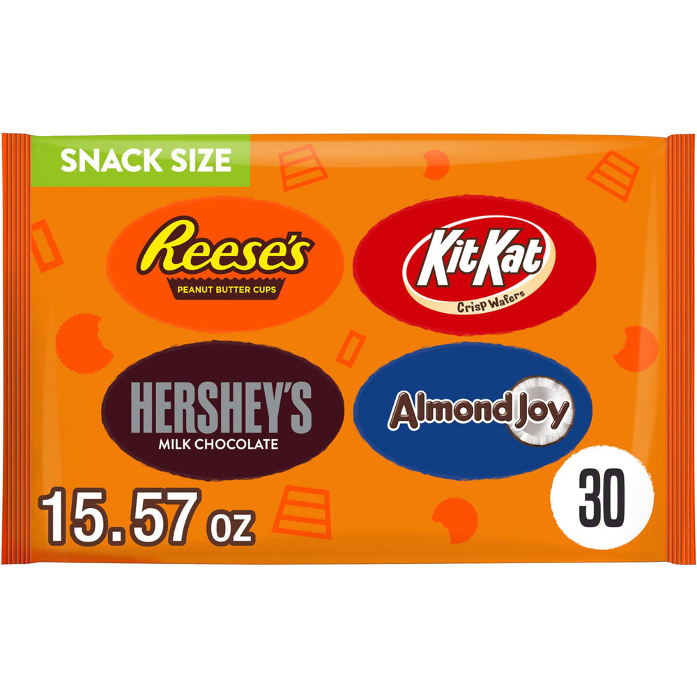HERSHEY'S assorted chocolate snack size bag ready for sharing at gatherings.