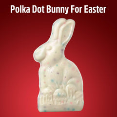 Hershey's chocolate bunny polka dot closeup with cookie-creme center detail