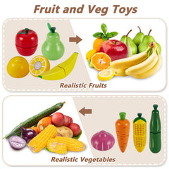 HERSITY wooden fruits and vegetables support color recognition during pretend meals