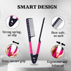 HerStyler keratin comb pink protects hands during flat iron passes