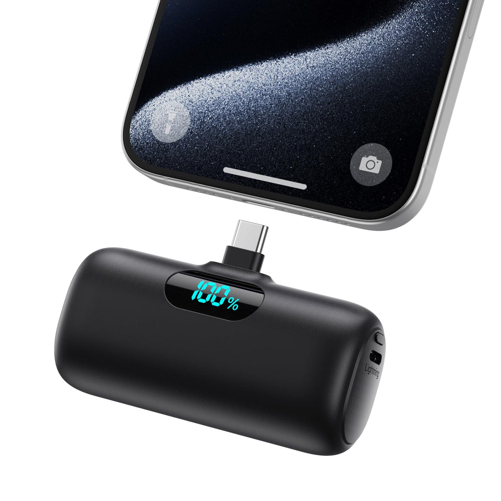 HETP mini portable charger with built-in USB-C connector for easy on-the-go charging