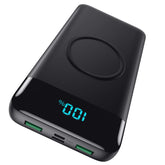 HETP wireless portable charger front view showing 30800mAh capacity for multiple charges.