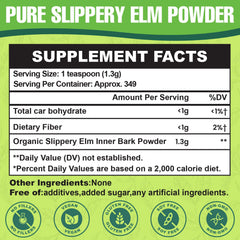 Heucves slippery elm powder scoop shows easy daily mixing into beverages