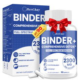HevChay Detox Binder bottle closeup showing vegan capsules for daily detox support.
