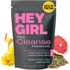 Hey Girl Tea detox tea bottle pour in a soothing evening ritual for gentle cleansing