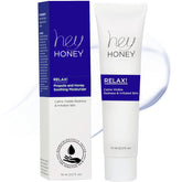 Hey Honey Relax bottle pour shows oil-free, sensitive-skin friendly texture