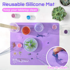 HeyClear resin workspace mat protects surfaces during crafting with HeyClear.
