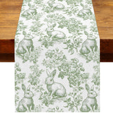 Heyfary Chinoiserie Easter table runner with bunny motif for festive table decor.