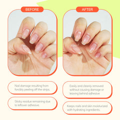 Gel strips being lifted with Heyhae Got To Go Remover from nail edge to center